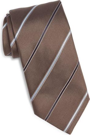 Canali Stripe Silk Tie in Light Brown at Nordstrom