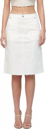 Hidden Jeans High Waist Denim Skirt With Front Pockets In White