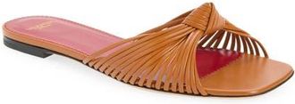 Valentino Annet Knotted Flat Slide Sandal in Brown at Nordstrom, Size 36.5