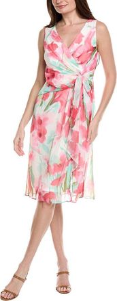 Adrianna Papell Draped Floral Chiffon Midi Sheath Dress
