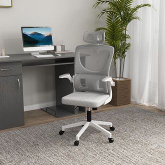 STILVORA Stilvora Poltrona Da Ufficio Ergonomica Regolabile Con Poggiatesta E Supporto Lombare, In Rete, Grigio