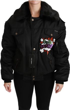 Dolce & Gabbana Pailletten Queen Crown Bomberjack - Dames - Bomber jackets - Zwart - 2XS - Pailletten - Jassen