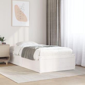 Berkfield Home Bed Frame without Mattress White 75x190 cm Small Single Solid Wood Pine
