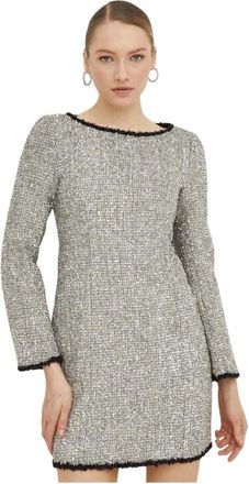 Miss Sixty Vestido de Tweed con Lentejuelas y Mangas Largas - Dresses - Mujer - Gris - M