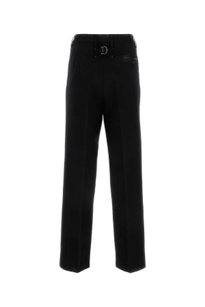 Maison Margiela Womens Black Wool Pant Blackshiny Exterior: Pantaloni