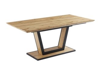 Vente-Unique Mesa de comedor extensible 6 a 10 comensales de MDF y metal - Natural y negro - VITENO