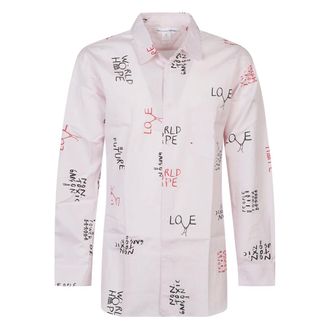 Comme Des Gar&ccedil;ons Casual Shirts, male, Pink, Size: XL Graphic Print Chest Pocket Shirt
