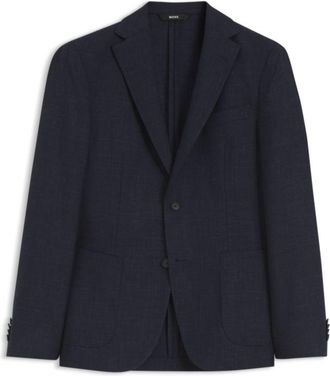 BOSS Slim-fit jacket in virgin wool and linen