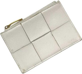 Bottega Veneta White Leather Coin Purse/Coin Case (Pre-Owned)