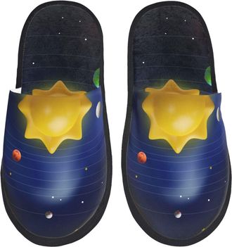 Generic Slippers For Women Solar System Print House Slippers For Women Comfy Soft WomenS Slipper, For Hotel, Travel, Indoor Outdoor, L