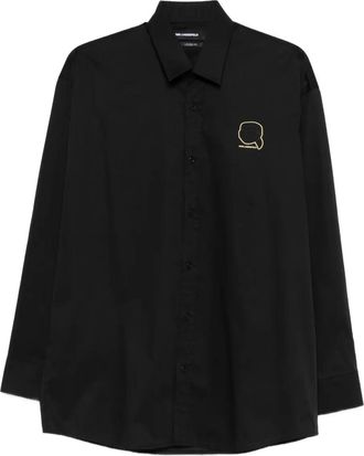 Karl Lagerfeld Overhemd met Ikonik Karl-patroon - Zwart