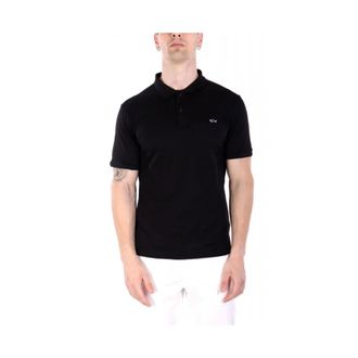 Paul & Shark Tops, Heren, Zwart, L, Katoen, Polo Shirt met Logo-borduursel