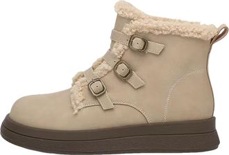 Generic Wide Leg Boots for Women Warm Boots Soft and Comfortable Can Adapt To The Cold and Harsh Environment Walking Boots Size 3 (Beige, 6.5)