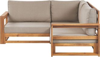 Beliani Garden Corner Sofa 2 Seater TIMOR Modular Certified Acacia Wood Light Brown
