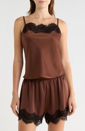 Wayf Lace Inset Camisole in Brown at Nordstrom Rack, Size X-Small