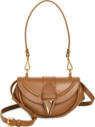 Versace Small Virtus Leather Shoulder Bag in Brown-Gold Versace at Nordstrom