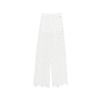 Herno Wide Trousers, female, White, Size: XS Crochet Trousers