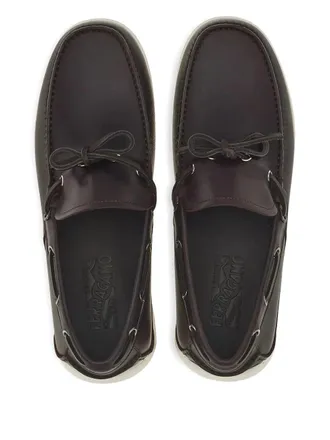 Ferragamo Leather Lace-Up Loafer - Brown