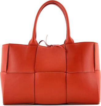 Bottega Veneta Arco Maxi Intrecciato leren kleine shopper - Oranje