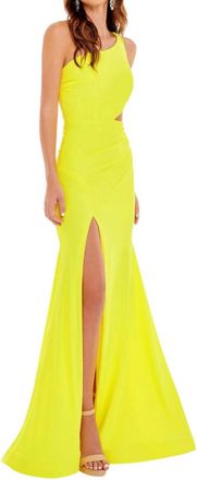 Rachel Allan Cut Out Side Prom Dress In Yellow