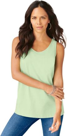 Roaman's Plus Size Cotton Scoopneck Tank Top in Green Mint at Nordstrom, Size Medium