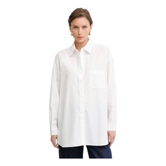 A|X Armani Exchange Overhemden, Dames, Wit, XL, Polyester, Relaxed Gestreept Shirt