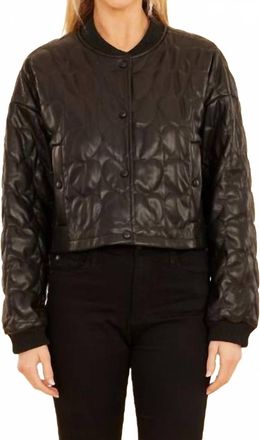 Dolce Cabo Faux Leather Heart Quilted Jacket In Black