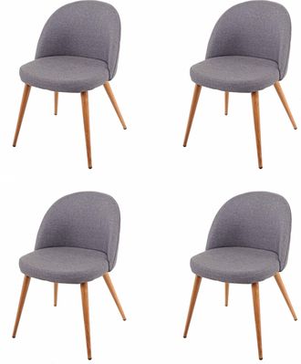 Hhg D&eacute;coshop26 - 4x Sillas De Comedor De Cocina De Dise&ntilde;o Retro Con Respaldo De Costura Decorativa De Tela Gris Oscuro 040000577