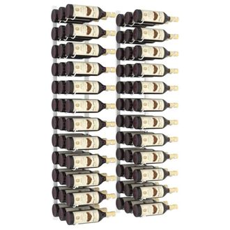 Berkfield Home Wall Mounted Wine Rack for 36 Bottles 2 pcs White Iron