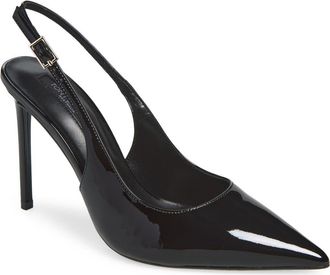 Tony Bianco Asti Slingback Pointed Toe Pump in Black Patent at Nordstrom, Size 8.5
