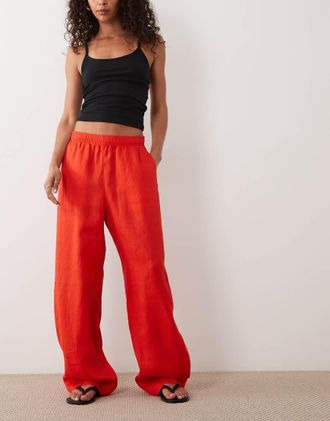 Arket Pantaloni in lino rossi con gamba cilindrica-Verde