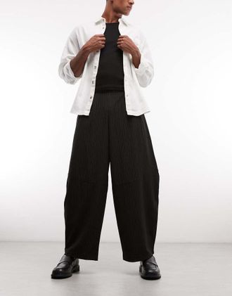 Collusion Pantaloni sartoriali gessati con taglio a palloncino-Nero