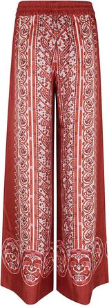 La DoubleJ Silk Twill Palazzo Pants With Cobra Pattern