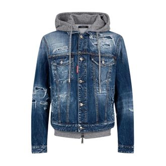 Dsquared2 Denim Jackets, male, Blue, Size: M Hooded Blazer