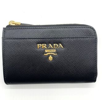 Prada Saffiano Black Leather Coin Purse/Coin Case (Pre-Owned)