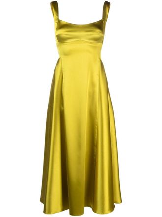 Atu Body Couture Satijnen maxi-jurk met vierkante hals - Groen
