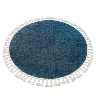 RugsX Rugsx - Alfombra Berber 9000 Circulo Azul Franjas Bereber Marroqu&iacute; Shaggy Blue Circulo 160 Cm