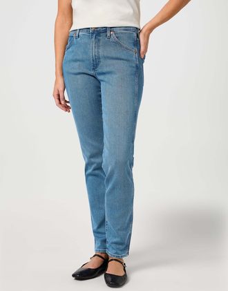 Wrangler Slim-fit-Jeans WRANGLER WRANGLER Jeans Piper, Damen, Gr. 25, L&auml;nge 32, blau, Obermaterial: 81% Baumwolle CO. 18% Polyester Pol. recyc.. 1% Elasthan EL