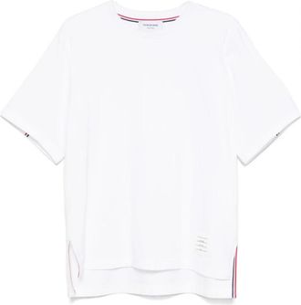 Thom Browne Witte Handtekening Streep Detail T-shirts - Heren - T-shirts - Wit - L - Tops