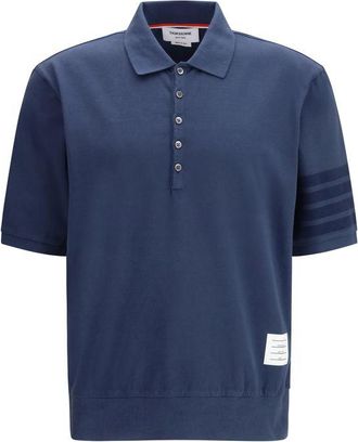Thom Browne Blue Cotton Polo Mens Shirt