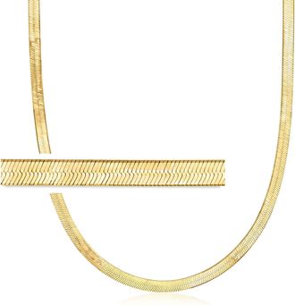 Ross-Simons Italian 4mm 18kt Gold Over Sterling Herringbone Chain Necklace