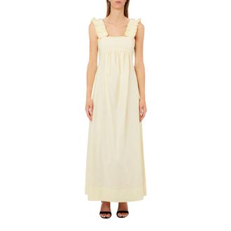 Liu Jo Maxi Dresses, female, Yellow, Size: M Long dress with ruching