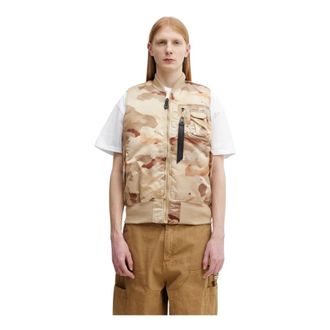 Alpha Industries Ma-1 Base Vest - Heren - Bodywarmers - Beige - M - Leer - Jassen