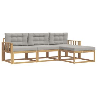 vidaXL Conjunto De Sof&aacute;s De Exterior 4 Pcs Blanco Y Gris Claro Vidaxl