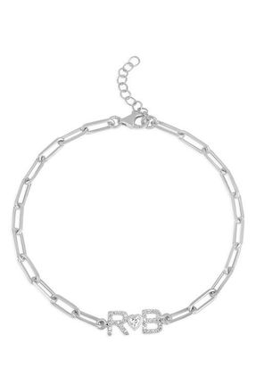 SHYMI Pav&eacute; Initial Heart Bracelet in Silver at Nordstrom