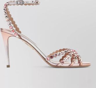 Aquazzura tequila 85 leather crystal strap sandals
