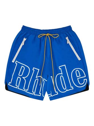 Rhude logo-print swim shorts - men - Nylon - M - Blue