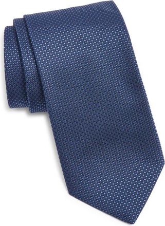 Canali Neat Silk Tie in Dark Blue at Nordstrom