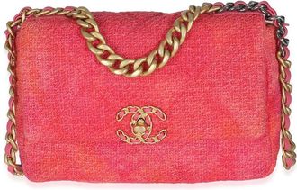 Chanel Pink Tweed Medium 19 Flap Bag (Authentic Pre-Loved)