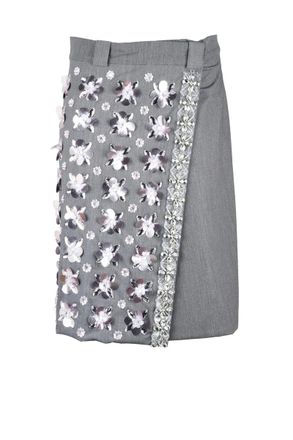 Des_Phemmes Straight Wrap Skirt - Grey